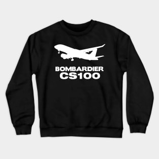 Bombardier CS100 Silhouette Print (White) Crewneck Sweatshirt